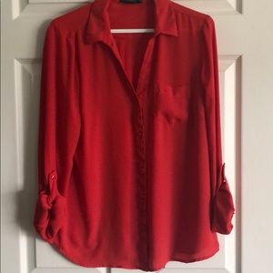 Orange sheer blouse - great condition